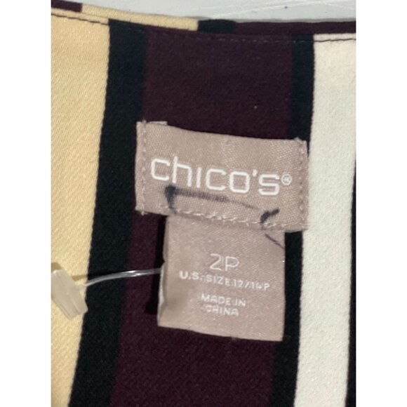 Chicos Womens Striped Open Front Blazer Jacket 2P Polyester - Picture 8 of 16